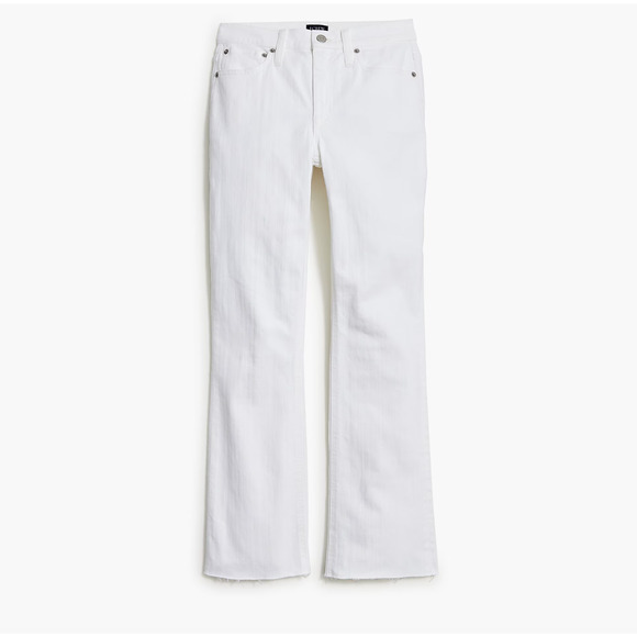 J.Crew Flare Crop White Jean Signature Stretch Denim Mid Rise Ankle US 31 NWT - Picture 4 of 14